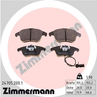 ZIMMERMANN Комплект тормозных колодок, дисковый тормоз 24705.200.1