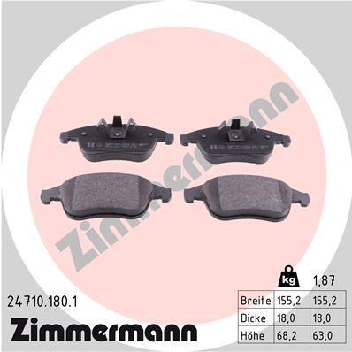 ZIMMERMANN Комплект тормозных колодок, дисковый тормоз 24710.180.1