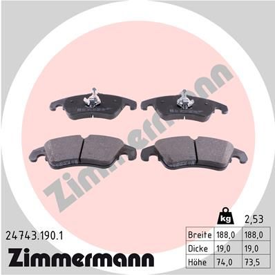 ZIMMERMANN Комплект тормозных колодок, дисковый тормоз 24743.190.1