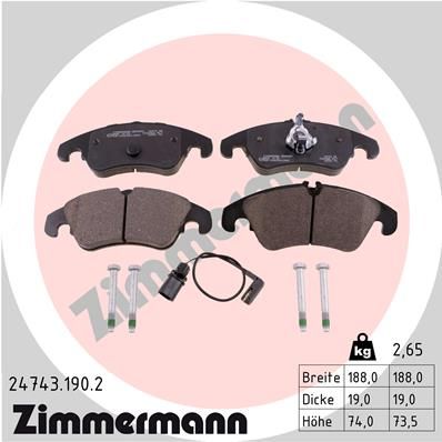 ZIMMERMANN Комплект тормозных колодок, дисковый тормоз 24743.190.2