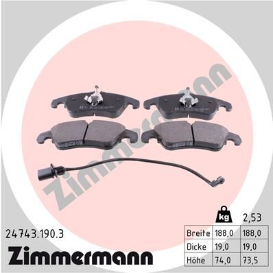 ZIMMERMANN Комплект тормозных колодок, дисковый тормоз 24743.190.3