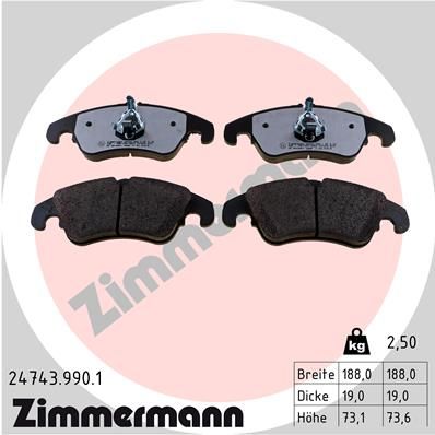 ZIMMERMANN Комплект тормозных колодок, дисковый тормоз 24743.990.1