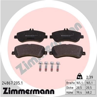 ZIMMERMANN Комплект тормозных колодок, дисковый тормоз 24867.205.1