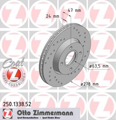 ZIMMERMANN Тормозной диск 250.1338.52