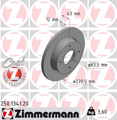 ZIMMERMANN Тормозной диск 250.1341.20