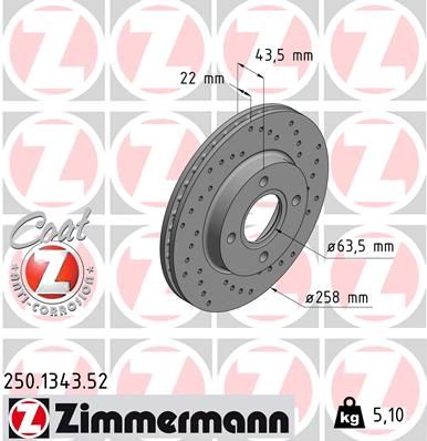 ZIMMERMANN Тормозной диск 250.1343.52