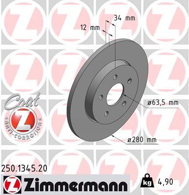 ZIMMERMANN Тормозной диск 250.1345.20