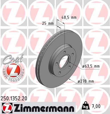 ZIMMERMANN Тормозной диск 250.1352.20