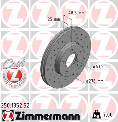 ZIMMERMANN Тормозной диск 250.1352.52