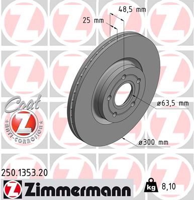 ZIMMERMANN Тормозной диск 250.1353.20
