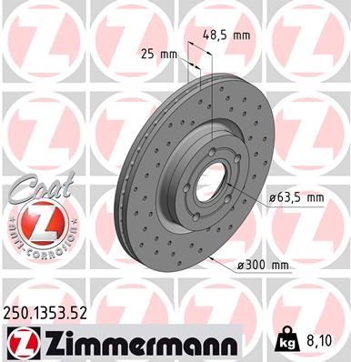 ZIMMERMANN Тормозной диск 250.1353.52