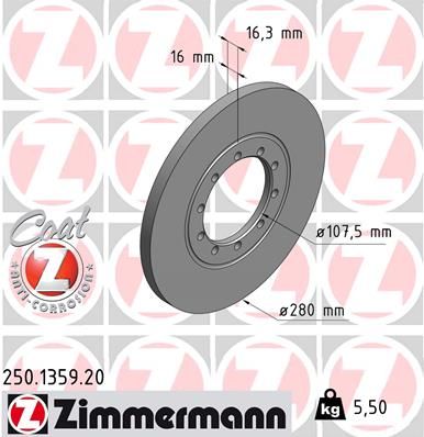 ZIMMERMANN Тормозной диск 250.1359.20