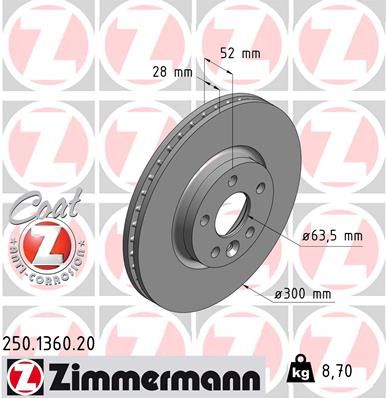 ZIMMERMANN Тормозной диск 250.1360.20