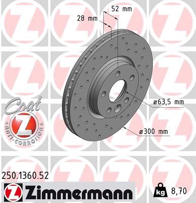 ZIMMERMANN Тормозной диск 250.1360.52