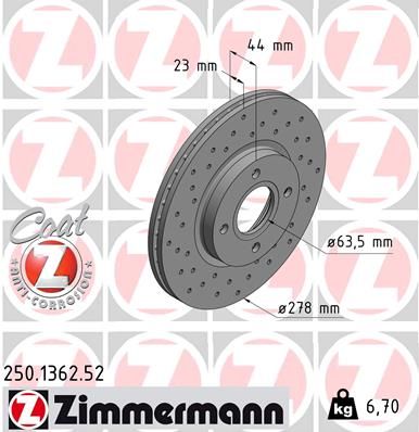 ZIMMERMANN Тормозной диск 250.1362.52