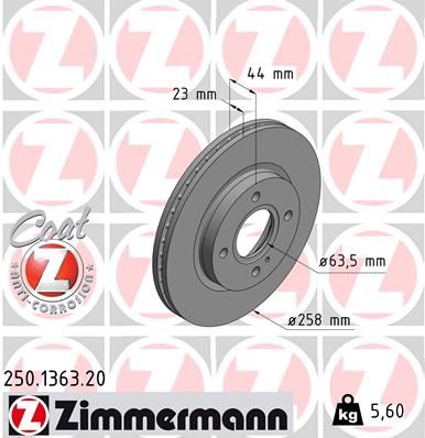 ZIMMERMANN Тормозной диск 250.1363.20