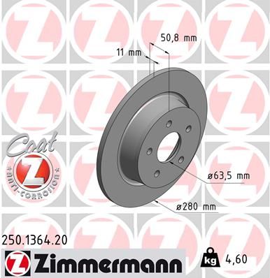 ZIMMERMANN Тормозной диск 250.1364.20