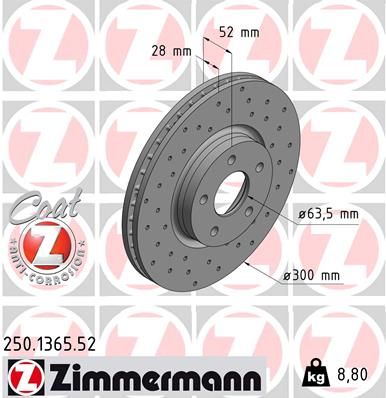 ZIMMERMANN Тормозной диск 250.1365.52