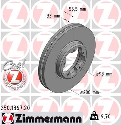 ZIMMERMANN Тормозной диск 250.1367.20