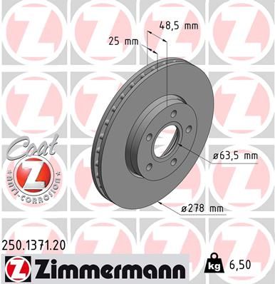ZIMMERMANN Тормозной диск 250.1371.20