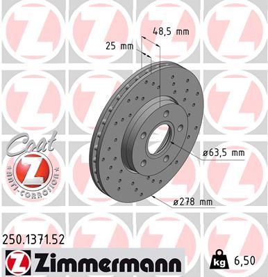ZIMMERMANN Тормозной диск 250.1371.52