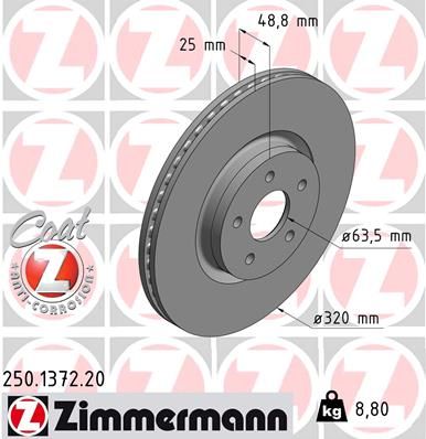 ZIMMERMANN Тормозной диск 250.1372.20