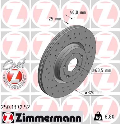 ZIMMERMANN Тормозной диск 250.1372.52