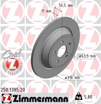 ZIMMERMANN Тормозной диск 250.1385.20
