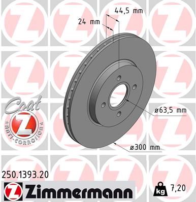 ZIMMERMANN Тормозной диск 250.1393.20
