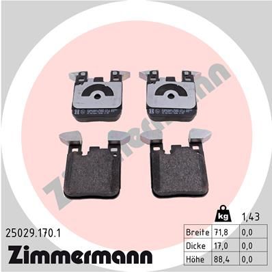 ZIMMERMANN Комплект тормозных колодок, дисковый тормоз 25029.170.1