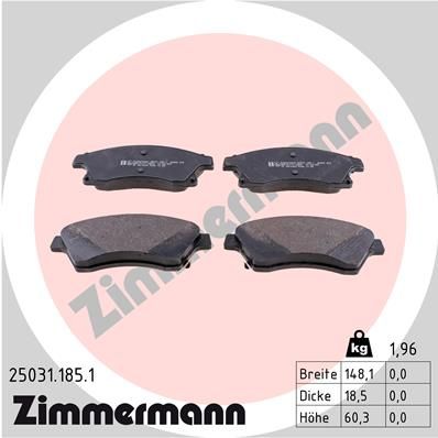 ZIMMERMANN Комплект тормозных колодок, дисковый тормоз 25031.185.1
