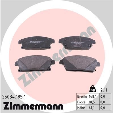ZIMMERMANN Комплект тормозных колодок, дисковый тормоз 25034.185.1