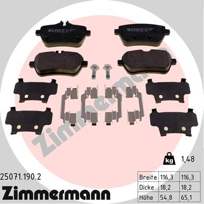 ZIMMERMANN Комплект тормозных колодок, дисковый тормоз 25071.190.2