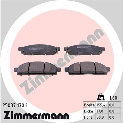 ZIMMERMANN Комплект тормозных колодок, дисковый тормоз 25087.170.1