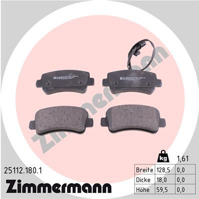 ZIMMERMANN Комплект тормозных колодок, дисковый тормоз 25112.180.1