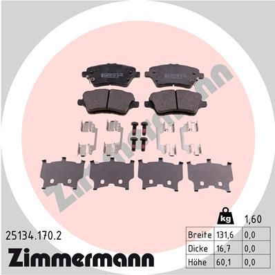 ZIMMERMANN Комплект тормозных колодок, дисковый тормоз 25134.170.2