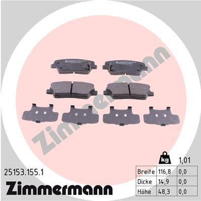 ZIMMERMANN Комплект тормозных колодок, дисковый тормоз 25153.155.1