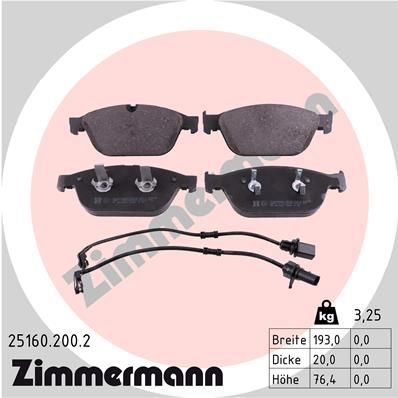 ZIMMERMANN Комплект тормозных колодок, дисковый тормоз 25160.200.2