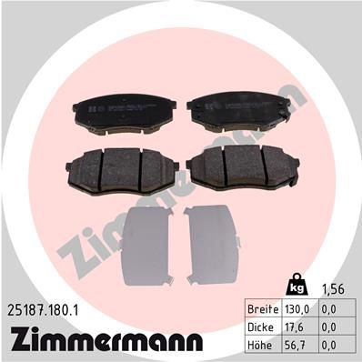 ZIMMERMANN Комплект тормозных колодок, дисковый тормоз 25187.180.1