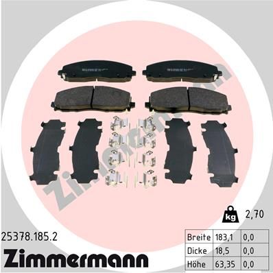 ZIMMERMANN Комплект тормозных колодок, дисковый тормоз 25378.185.2