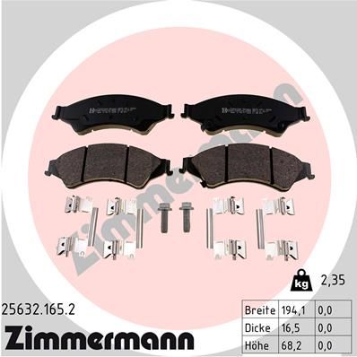 ZIMMERMANN Комплект тормозных колодок, дисковый тормоз 25632.165.2
