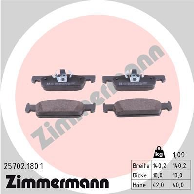 ZIMMERMANN Комплект тормозных колодок, дисковый тормоз 25702.180.1