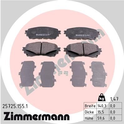 ZIMMERMANN Комплект тормозных колодок, дисковый тормоз 25725.155.1