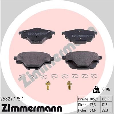 ZIMMERMANN Комплект тормозных колодок, дисковый тормоз 25827.175.1