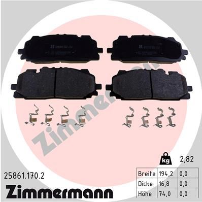 ZIMMERMANN Комплект тормозных колодок, дисковый тормоз 25861.170.2