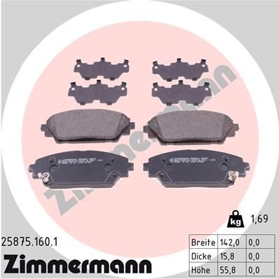 ZIMMERMANN Комплект тормозных колодок, дисковый тормоз 25875.160.1