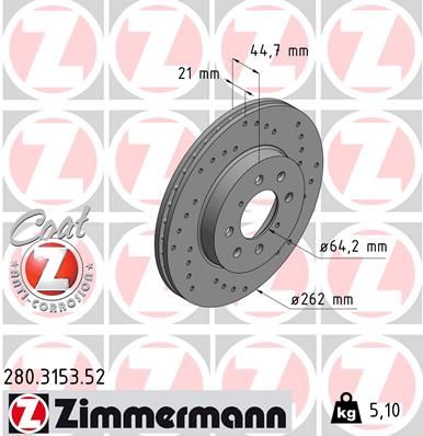 ZIMMERMANN Тормозной диск 280.3153.52