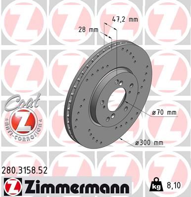 ZIMMERMANN Тормозной диск 280.3158.52