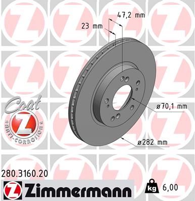 ZIMMERMANN Тормозной диск 280.3160.20