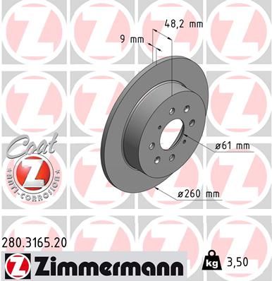 ZIMMERMANN Тормозной диск 280.3165.20